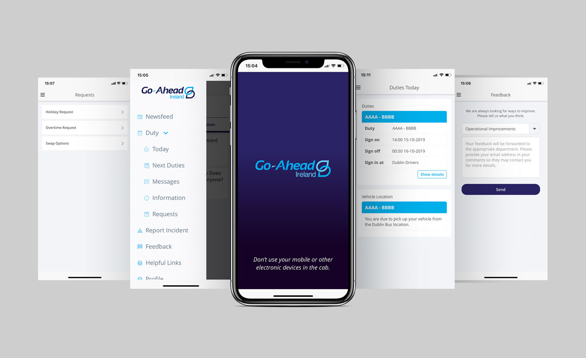 Mockups of Go-Ahead screens