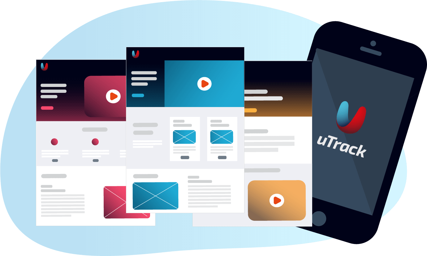 Illustration of 3 wireframes screens and mobile on the side.