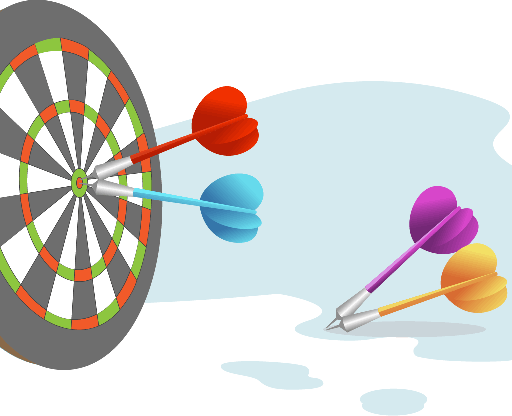 UK Office Social - Flight Club 7 Illustration of a dart board and dart arrows.