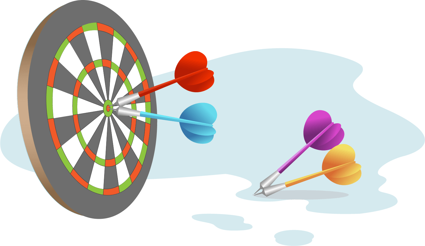 Illustration of a dart board and dart arrows.