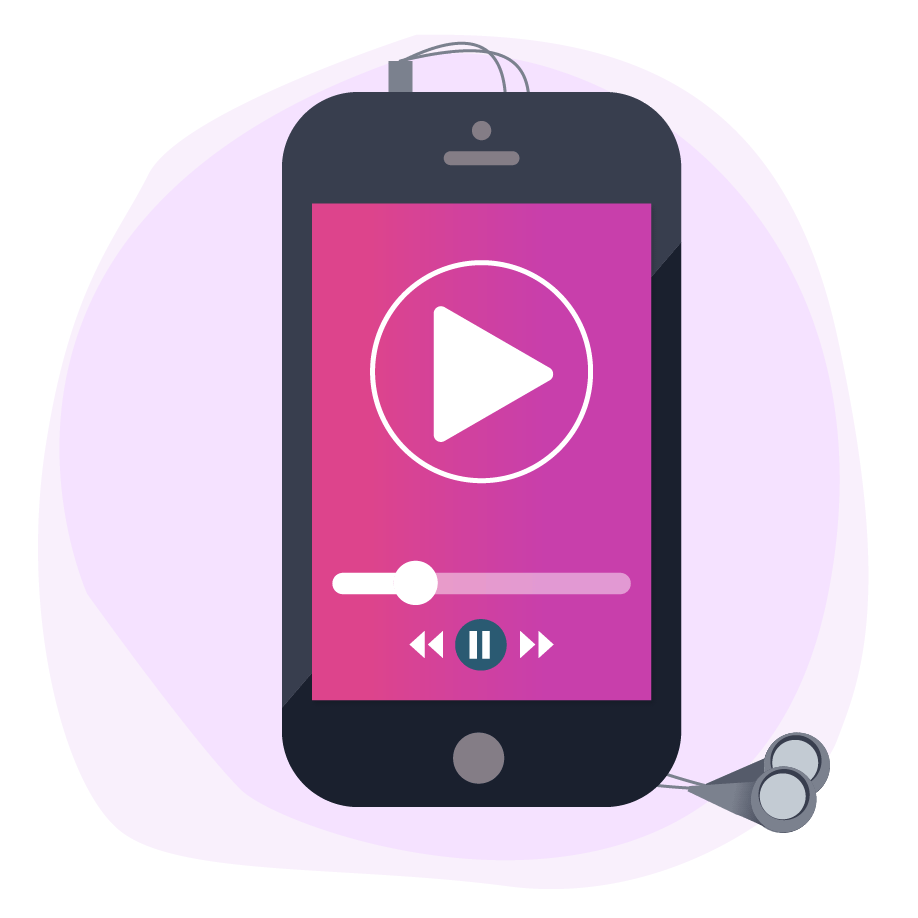 5 Ways to make the most of Your Commute 1 Illustration of a mobile playing music.