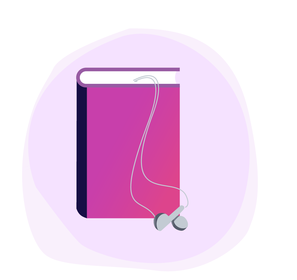 5 Ways to make the most of Your Commute 3 Illustration of a book with small headphones